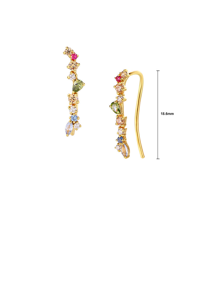 925 Sterling Silver Plated Gold Fashion Simple Geometric Earrings with Colorful Cubic Zirconia - Luxurious Look
