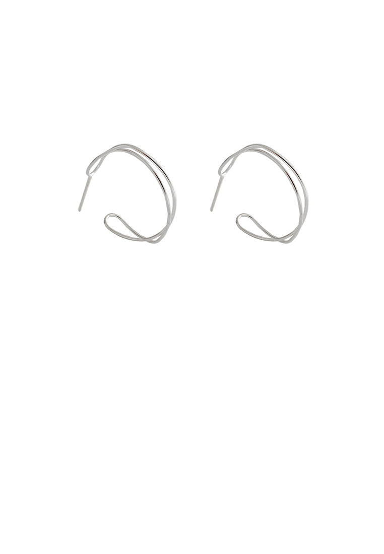 925 Sterling Silver Simple Temperament Interwoven Wave Geometric Stud Earrings