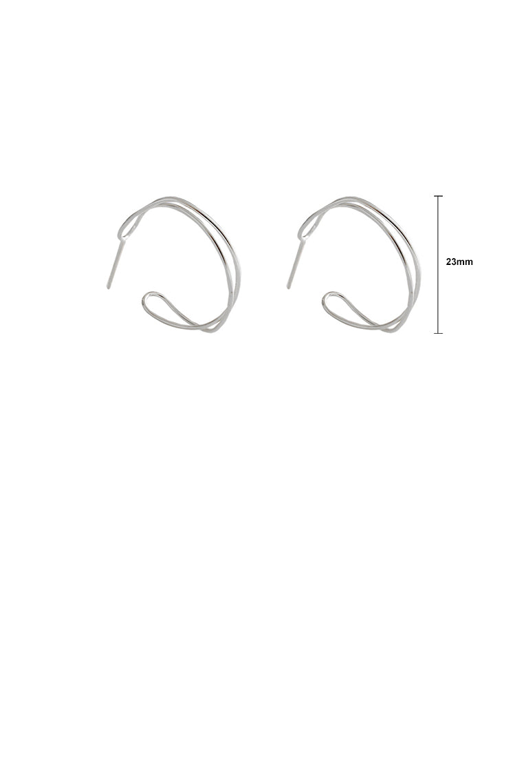 925 Sterling Silver Simple Temperament Interwoven Wave Geometric Stud Earrings