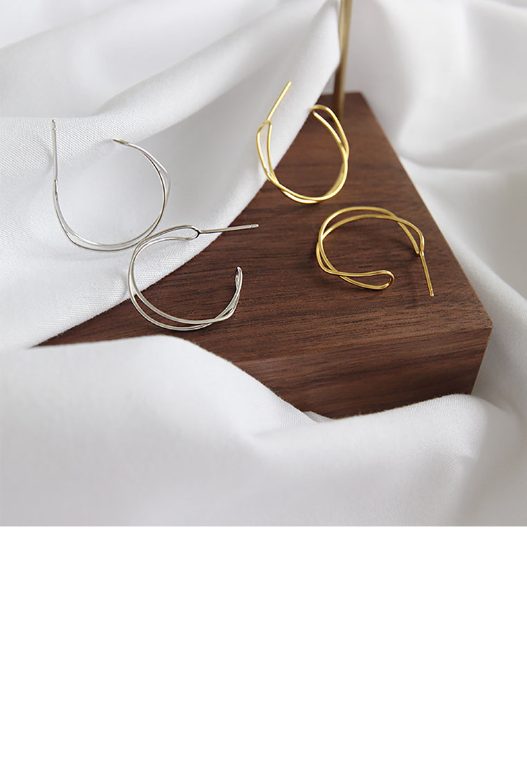 925 Sterling Silver Simple Temperament Interwoven Wave Geometric Stud Earrings