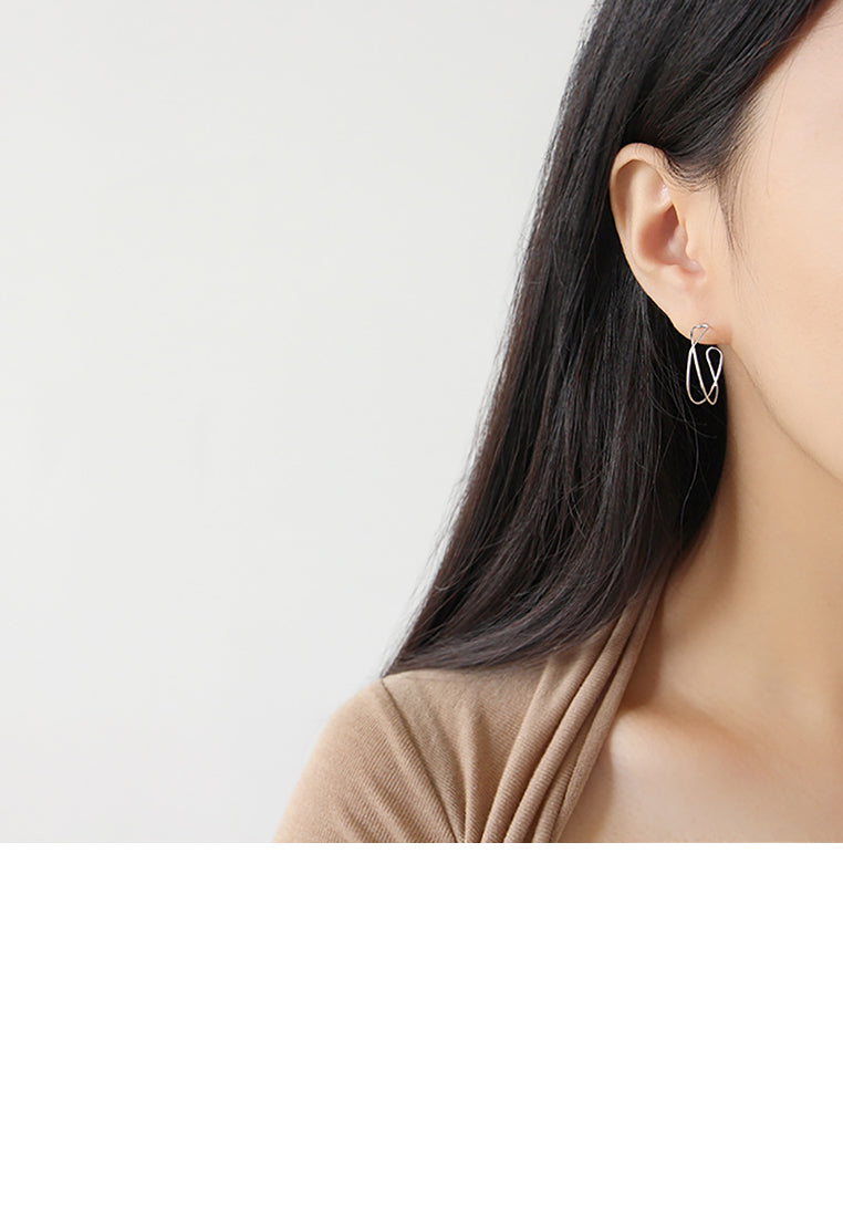 925 Sterling Silver Simple Temperament Interwoven Wave Geometric Stud Earrings