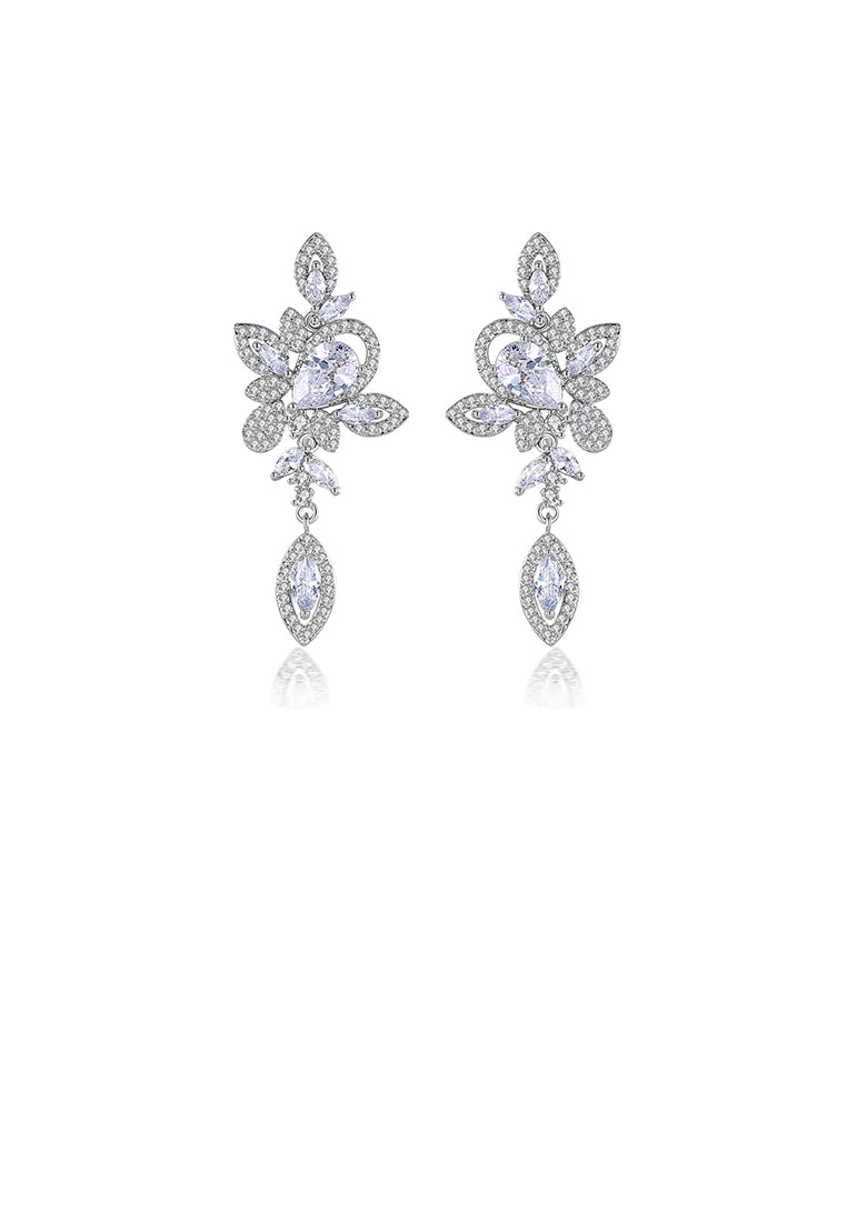 Fashion and Elegant Flower Earrings with Cubic Zirconia - Luxurious Look