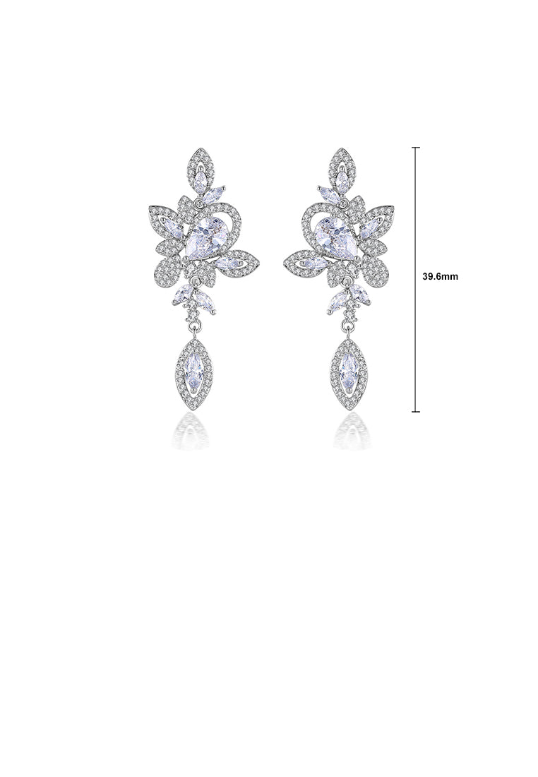 Fashion and Elegant Flower Earrings with Cubic Zirconia - Luxurious Look