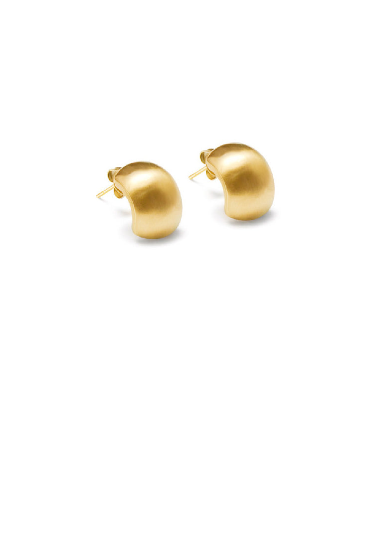 Fashion Simple Plated Gold 316L Stainless Steel C-Shape Geometric Stud Earrings
