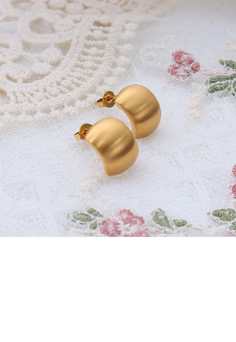 Fashion Simple Plated Gold 316L Stainless Steel C-Shape Geometric Stud Earrings