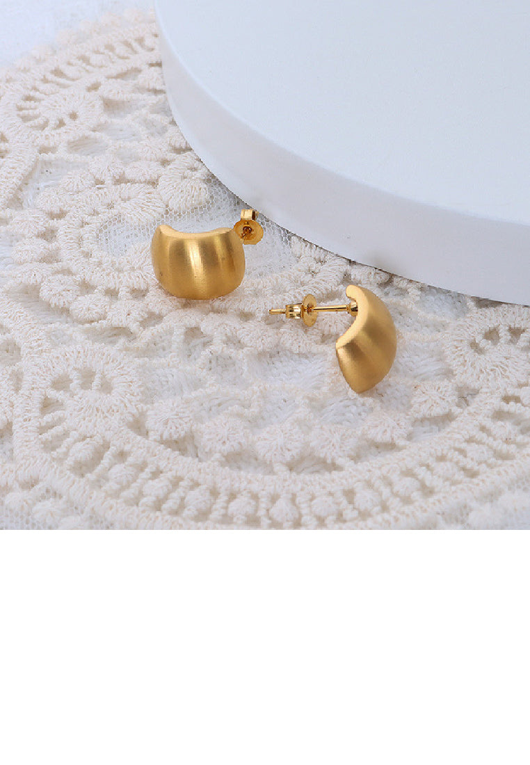 Fashion Simple Plated Gold 316L Stainless Steel C-Shape Geometric Stud Earrings