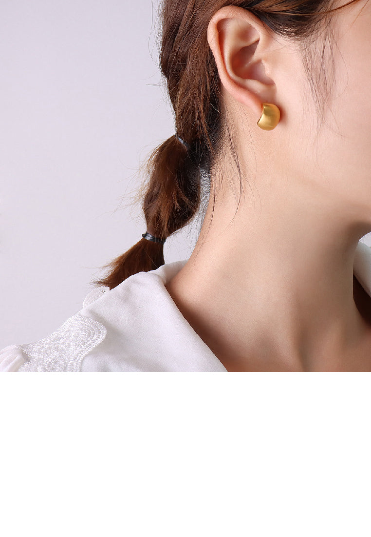 Fashion Simple Plated Gold 316L Stainless Steel C-Shape Geometric Stud Earrings