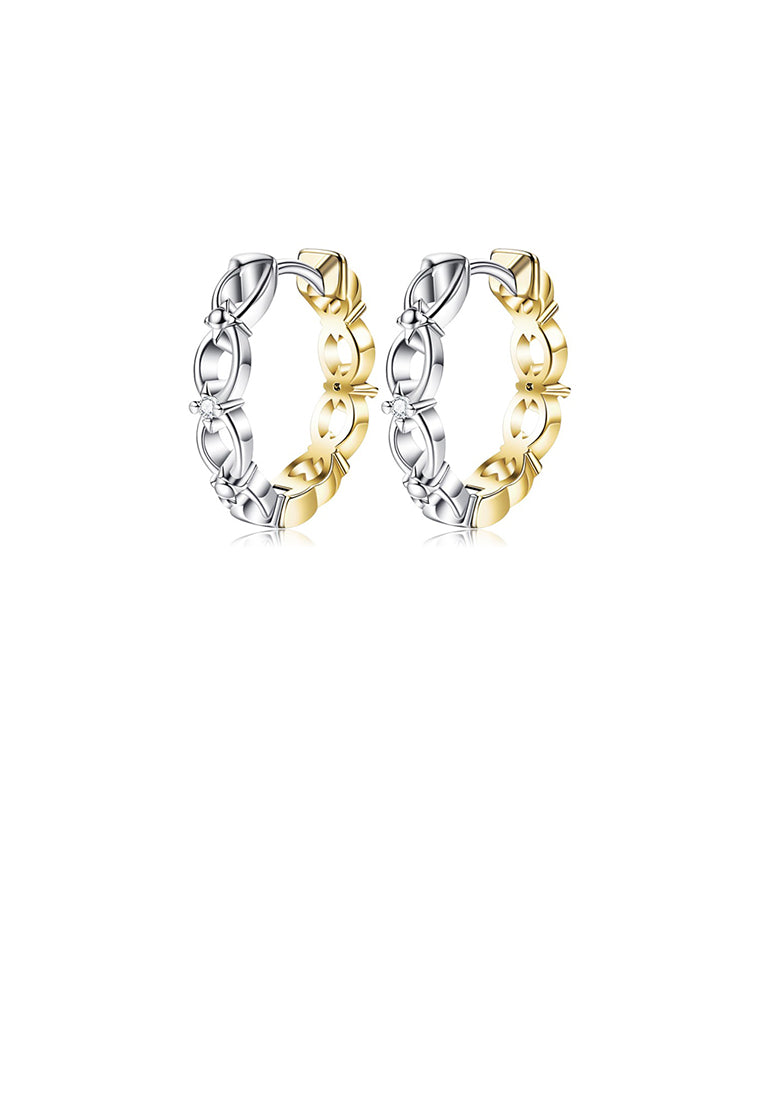 Fashion Temperament Two-color Geometric Circle Stud Earrings with Cubic Zirconia - Luxurious Look