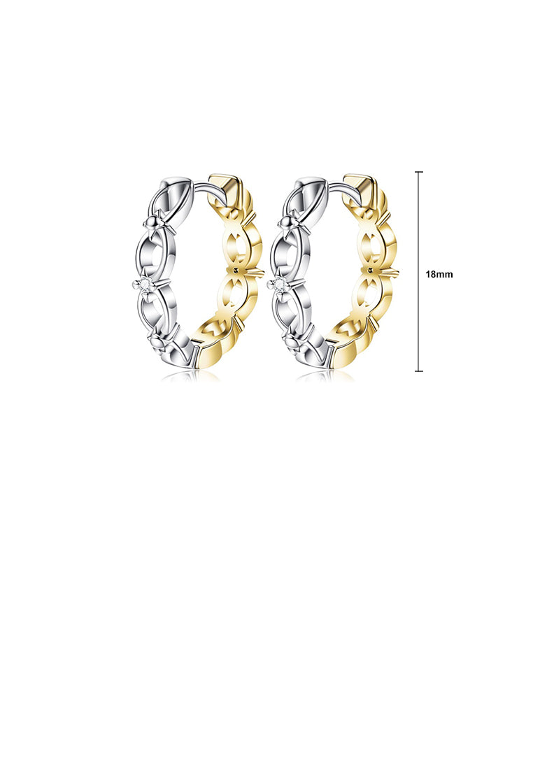 Fashion Temperament Two-color Geometric Circle Stud Earrings with Cubic Zirconia - Luxurious Look