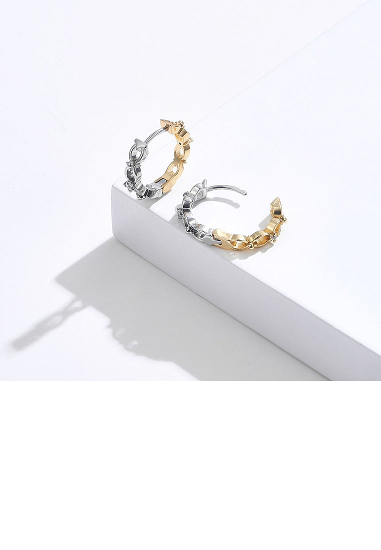 Fashion Temperament Two-color Geometric Circle Stud Earrings with Cubic Zirconia - Luxurious Look