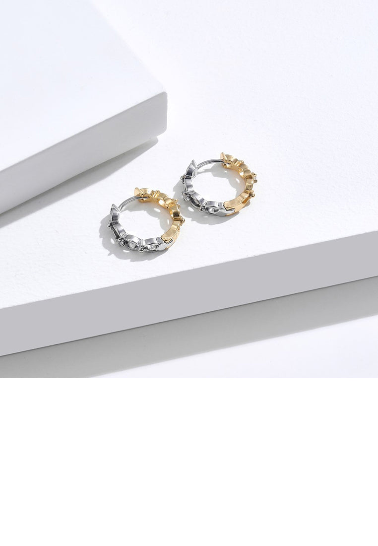 Fashion Temperament Two-color Geometric Circle Stud Earrings with Cubic Zirconia - Luxurious Look
