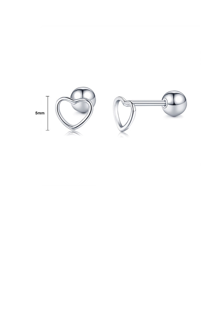 925 Sterling Silver Simple and Fashion Hollow Heart-shaped Stud Earrings