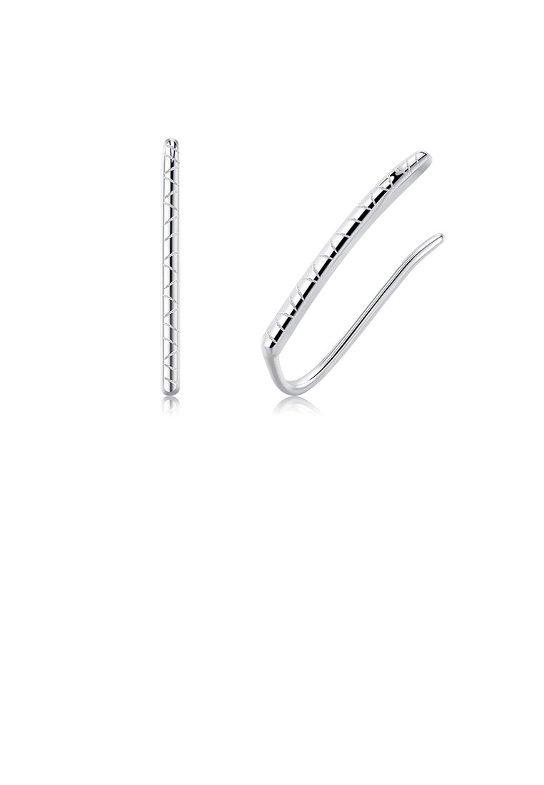 925 Sterling Silver Simple Fashion Texture Geometric Earrings