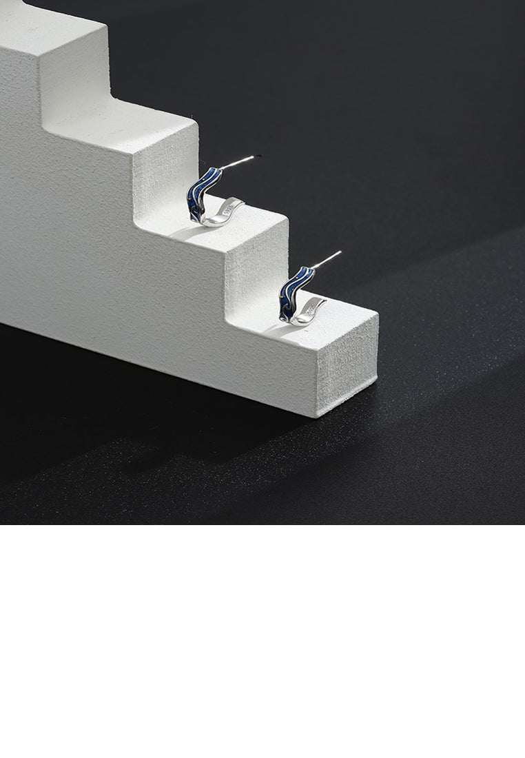 925 Sterling Silver Fashion and Elegant Enamel Star Stud Earrings