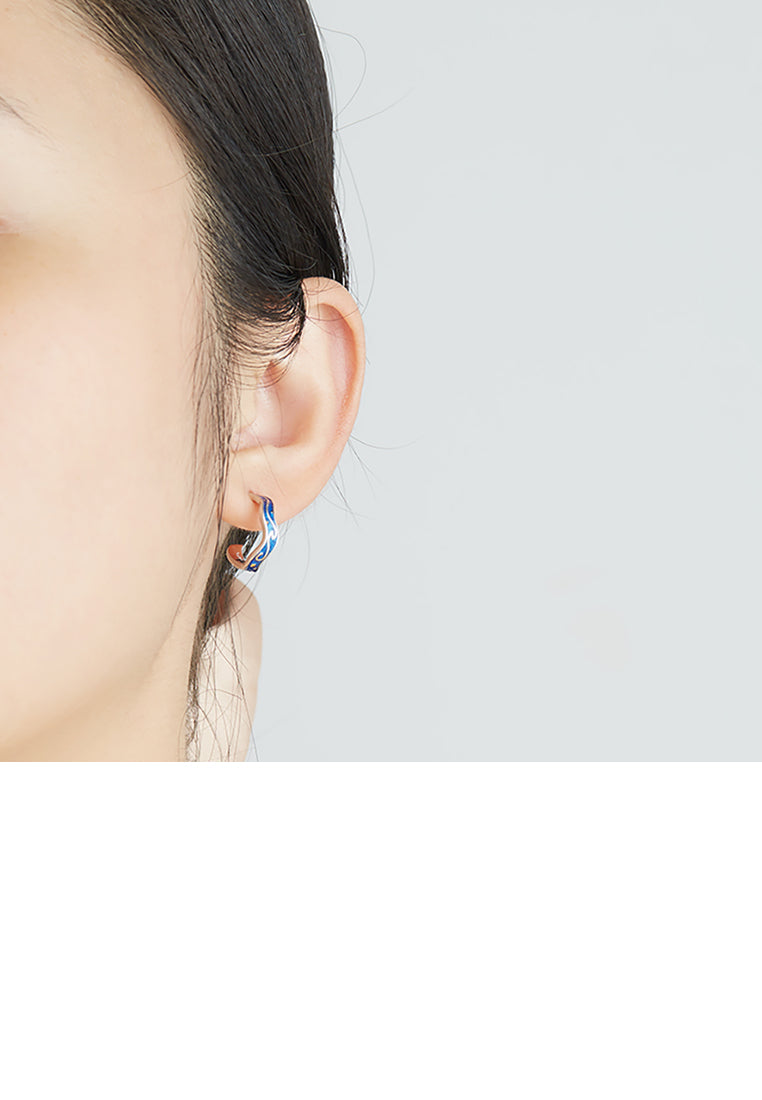 925 Sterling Silver Fashion and Elegant Enamel Star Stud Earrings