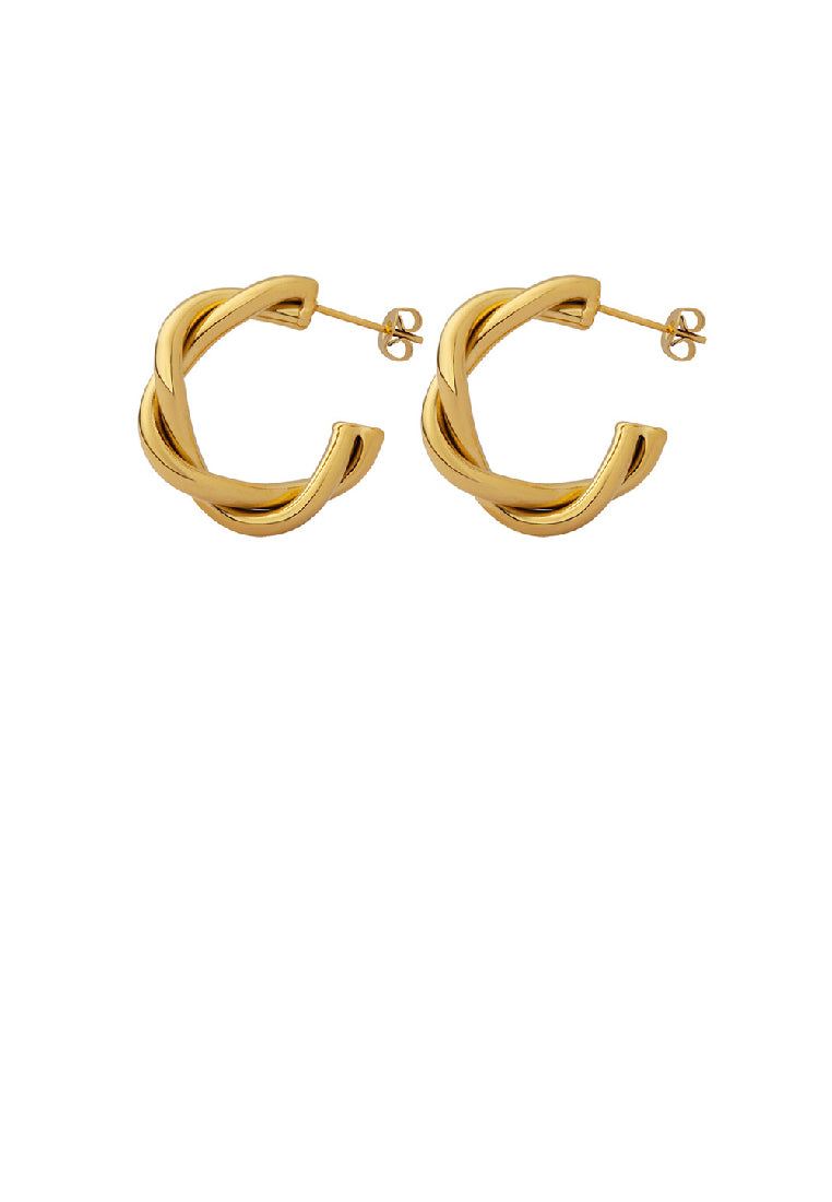 Simple Personality Plated Gold 316L Stainless Steel Twist C-shaped Geometric Stud Earrings