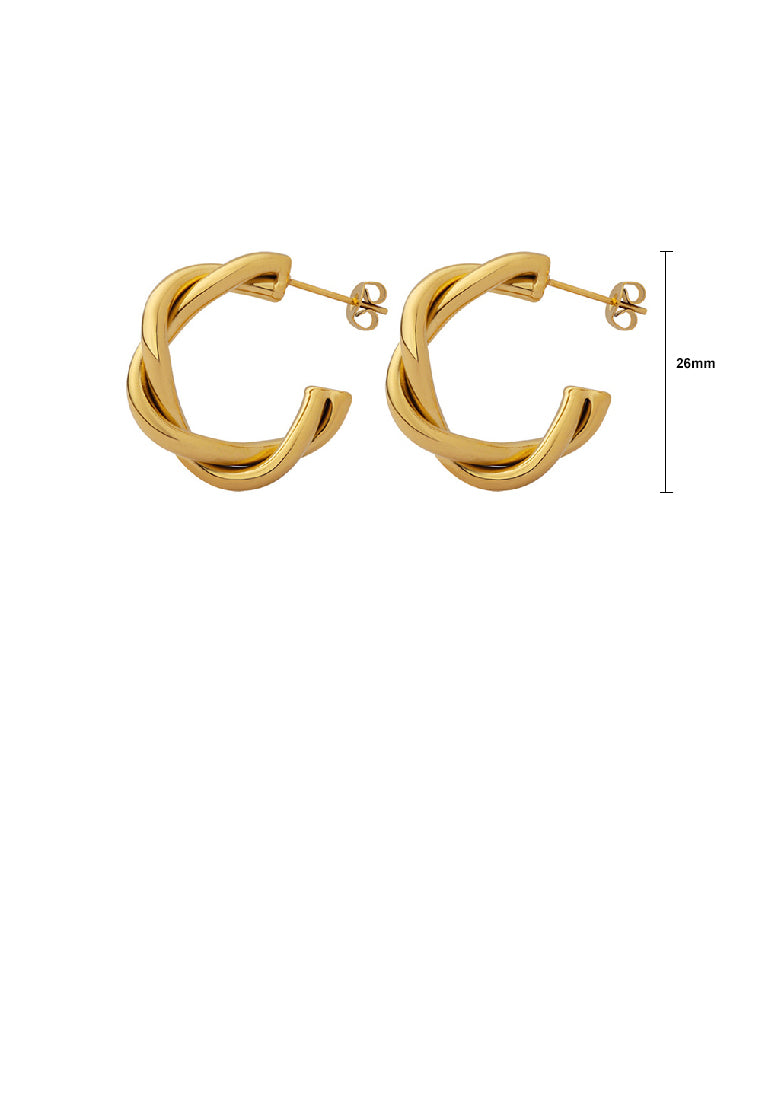 Simple Personality Plated Gold 316L Stainless Steel Twist C-shaped Geometric Stud Earrings