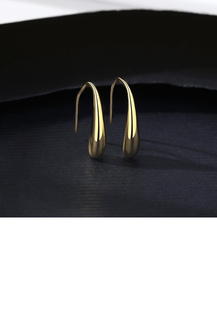 925 Sterling Silver Plated Gold Fashion and Elegant Water Drop Earrings