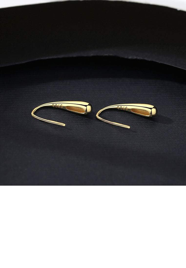 925 Sterling Silver Plated Gold Fashion and Elegant Water Drop Earrings