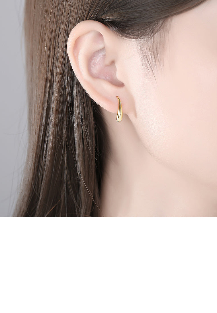 925 Sterling Silver Plated Gold Fashion and Elegant Water Drop Earrings