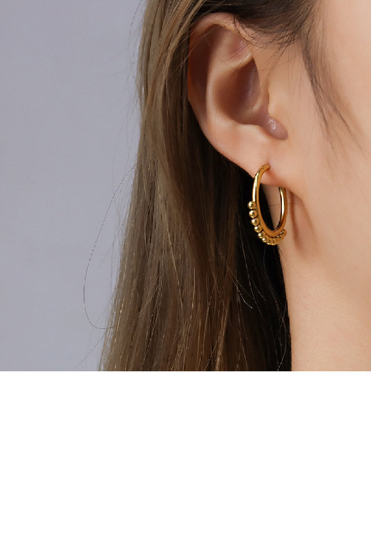 Fashion Simple Plated Gold 316L Stainless Steel Geometric Circle Earrings