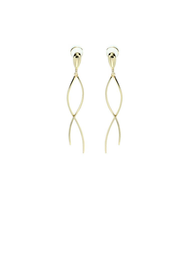 925 Sterling Silver Plated Gold Simple Personality Wave-shaped Geometric Tassel Ear Clip