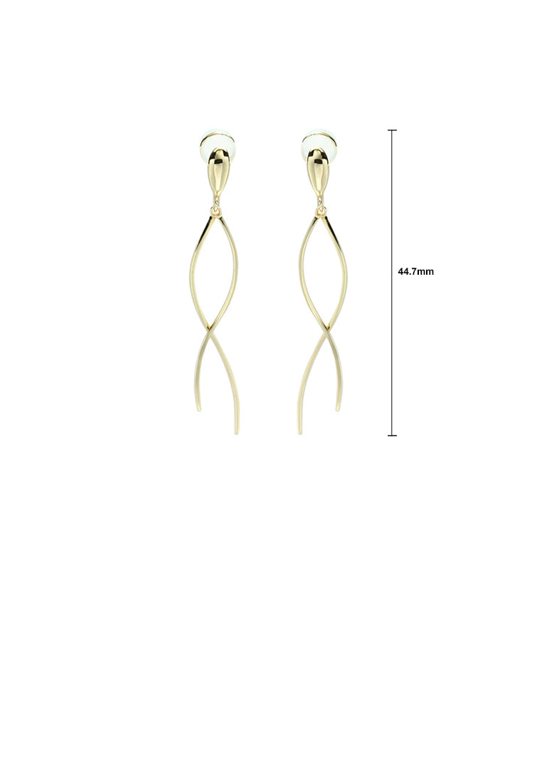 925 Sterling Silver Plated Gold Simple Personality Wave-shaped Geometric Tassel Ear Clip
