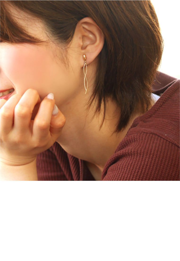 925 Sterling Silver Plated Gold Simple Personality Wave-shaped Geometric Tassel Ear Clip