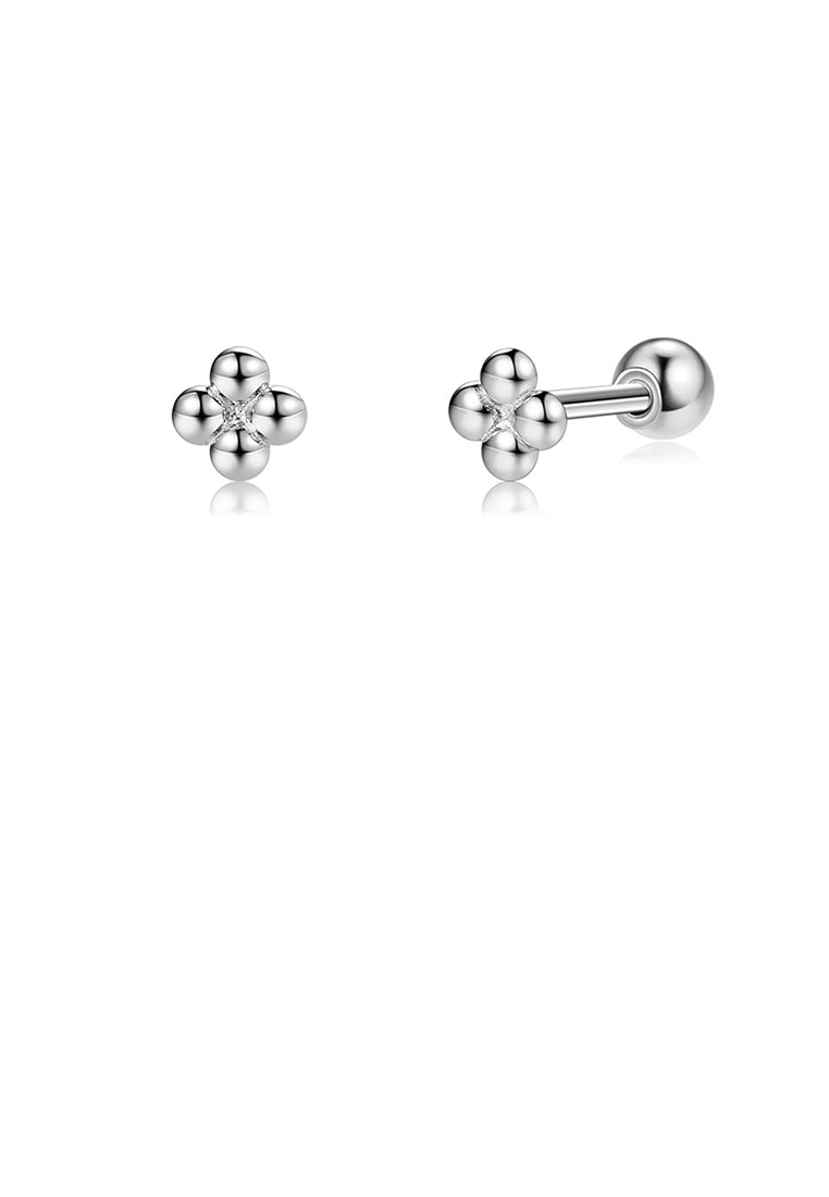 925 Sterling Silver Simple Fashion Geometric Flower Stud Earrings