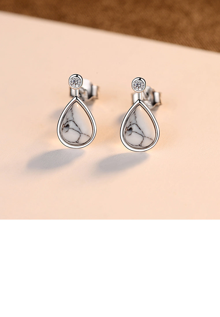 925 Sterling Silver Fashion and Simple Water Drop-shaped Earrings with Cubic Zirconia - Luxurious Look