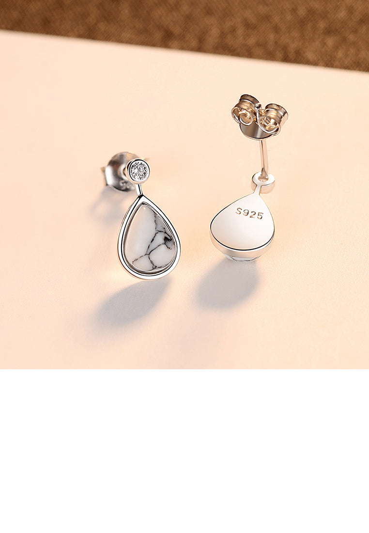 925 Sterling Silver Fashion and Simple Water Drop-shaped Earrings with Cubic Zirconia - Luxurious Look
