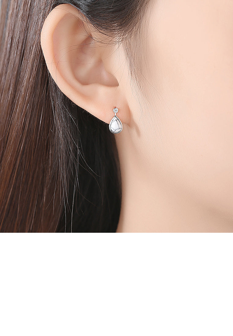 925 Sterling Silver Fashion and Simple Water Drop-shaped Earrings with Cubic Zirconia - Luxurious Look
