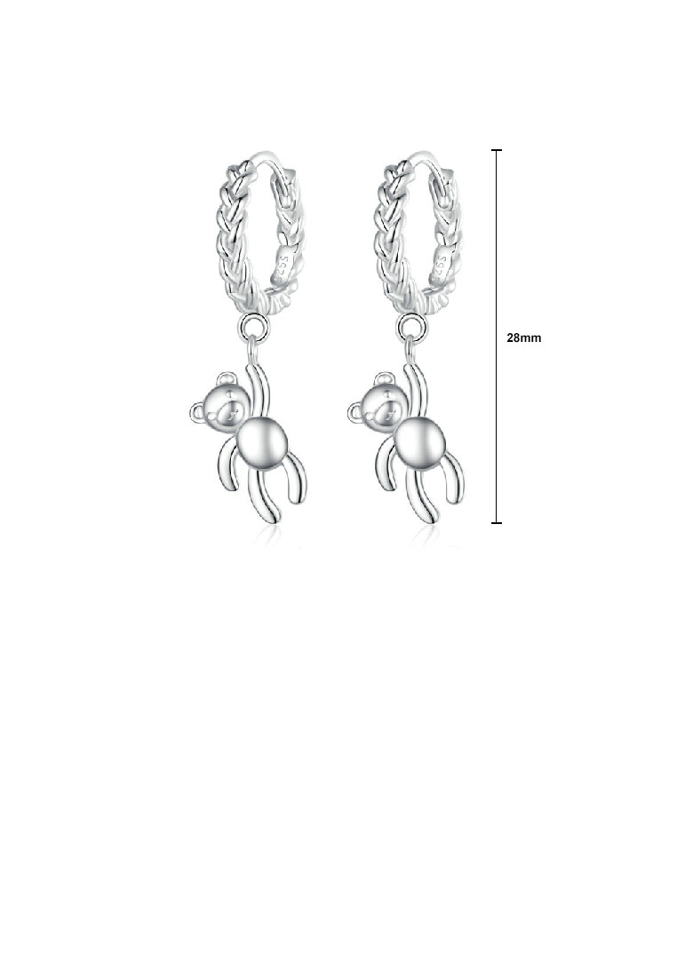 925 Sterling Silver Simple Cute Bear Twist Geometric Earrings
