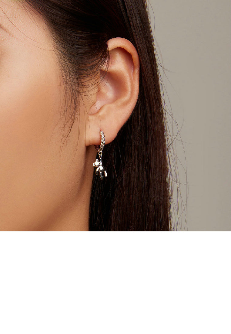 925 Sterling Silver Simple Cute Bear Twist Geometric Earrings