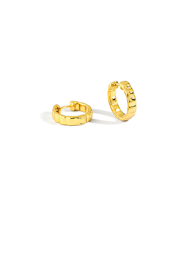 925 Sterling Silver Plated Gold Simple and Fashion Chocolate Lattice Shape Geometric Round Stud Earrings