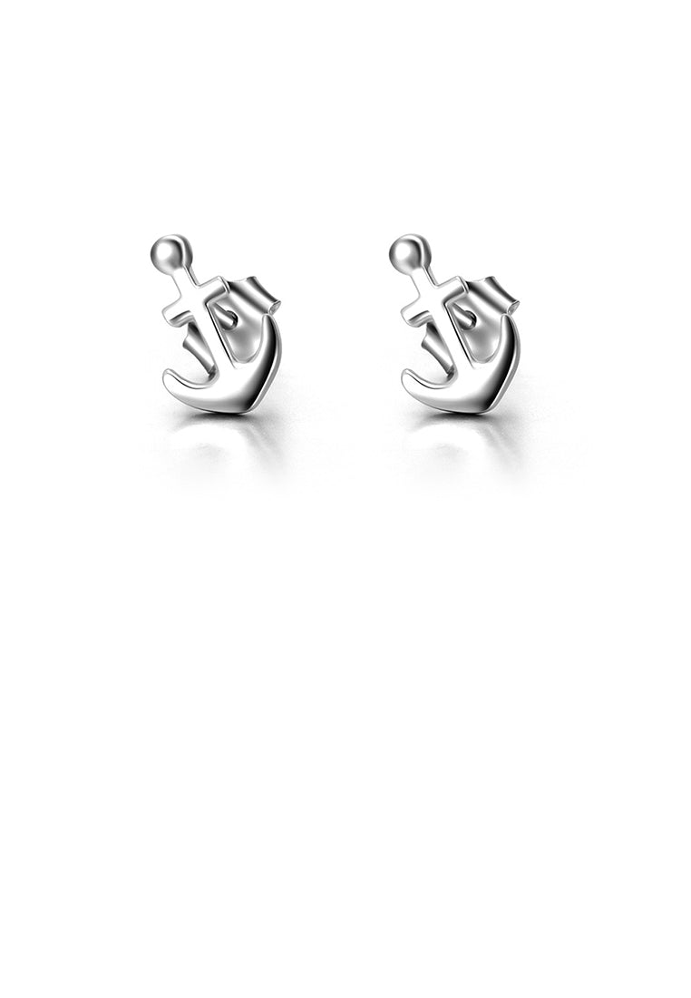 925 Sterling Silver Fashion Simple Anchor Stud Earrings