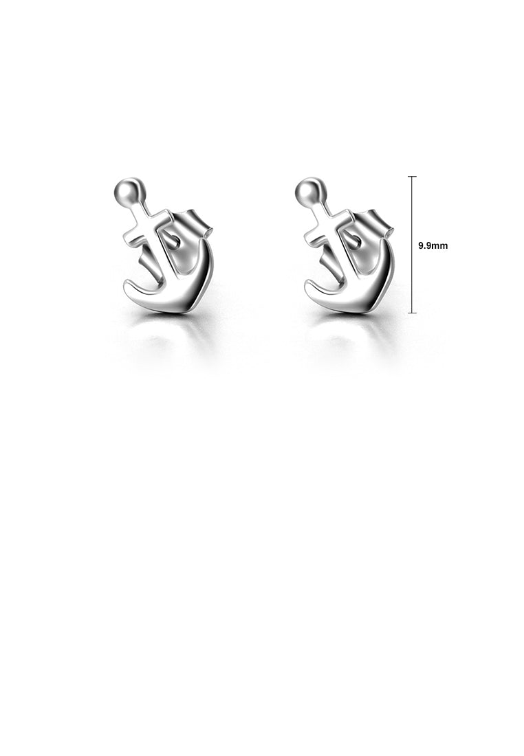 925 Sterling Silver Fashion Simple Anchor Stud Earrings