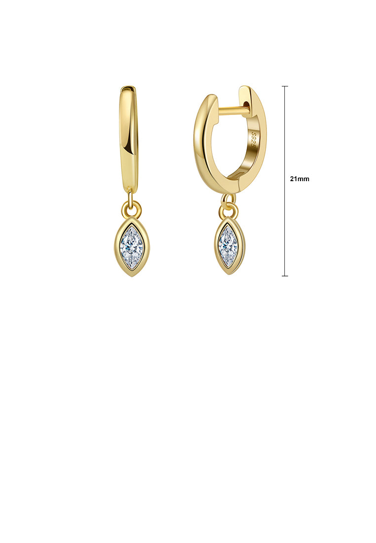 925 Sterling Silver Plated Gold Simple Fashion Water Drop Geometric Earrings with Cubic Zirconia - Luxurious Look