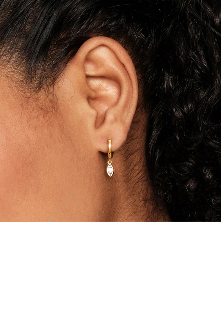 925 Sterling Silver Plated Gold Simple Fashion Water Drop Geometric Earrings with Cubic Zirconia - Luxurious Look