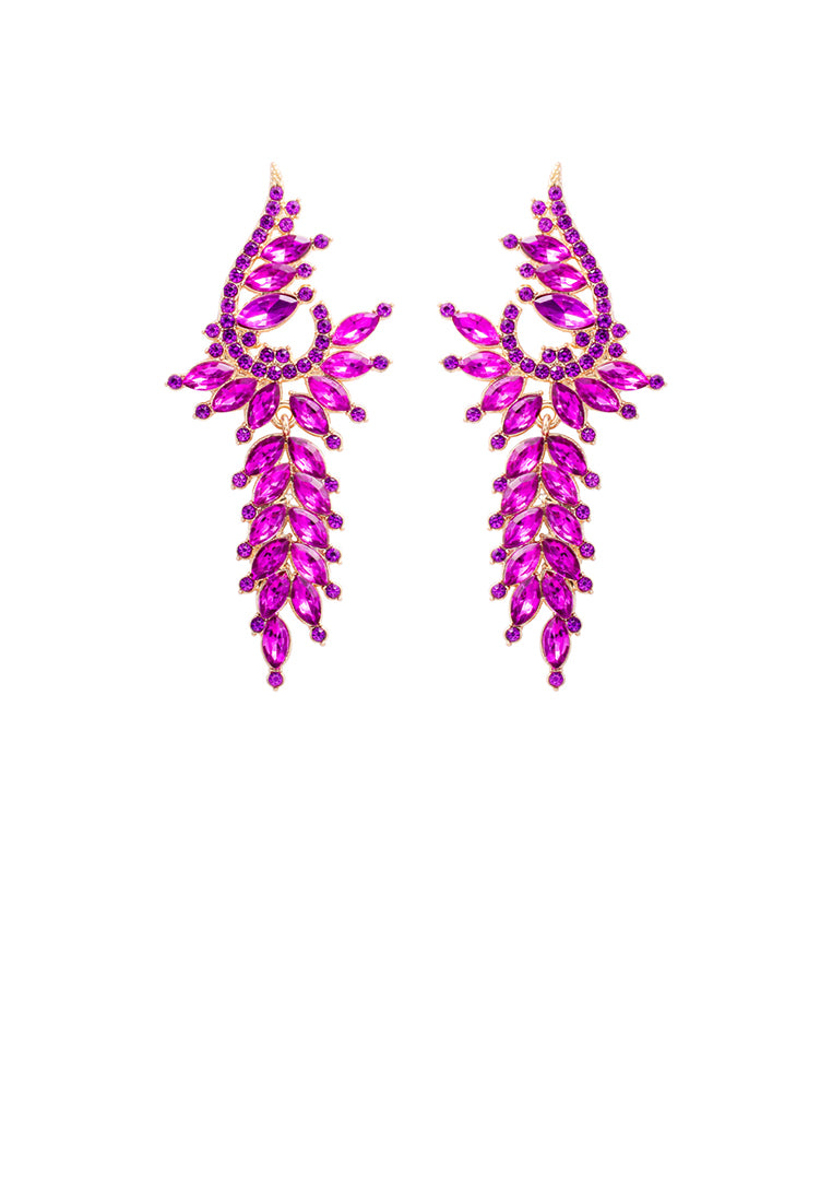 Fashion Elegant Plated Gold Geometric Tassel Earrings with Purple Cubic Zirconia - Luxurious Look