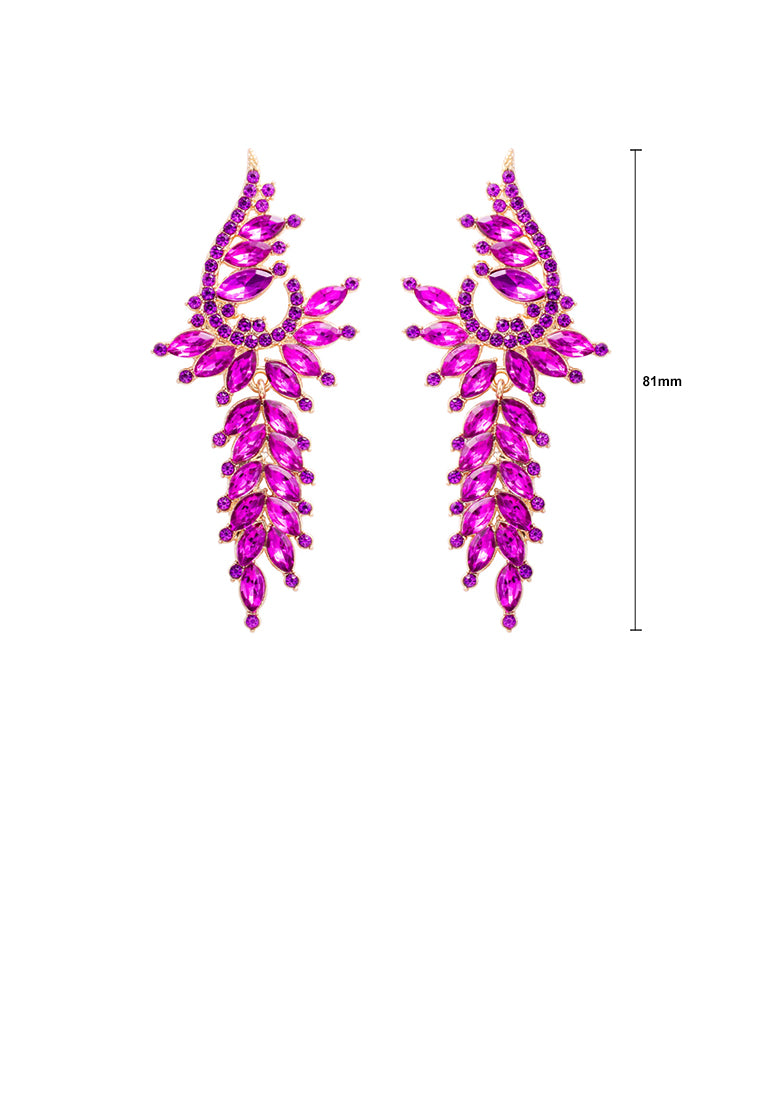 Fashion Elegant Plated Gold Geometric Tassel Earrings with Purple Cubic Zirconia - Luxurious Look