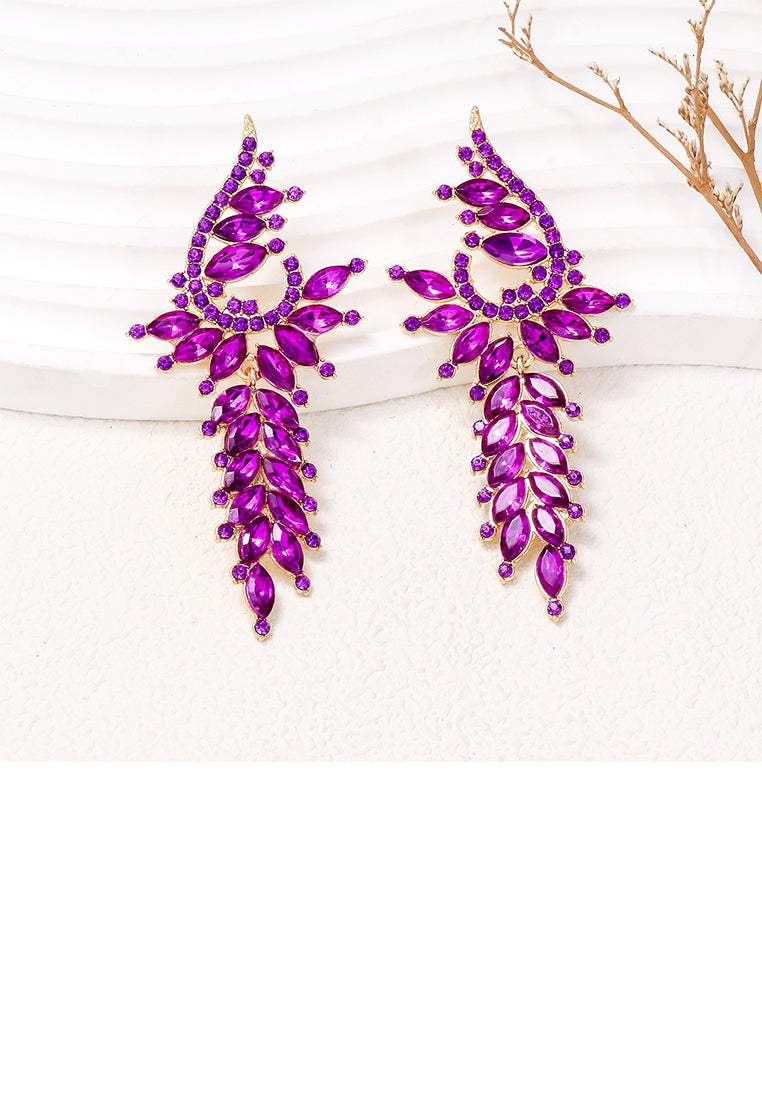 Fashion Elegant Plated Gold Geometric Tassel Earrings with Purple Cubic Zirconia - Luxurious Look