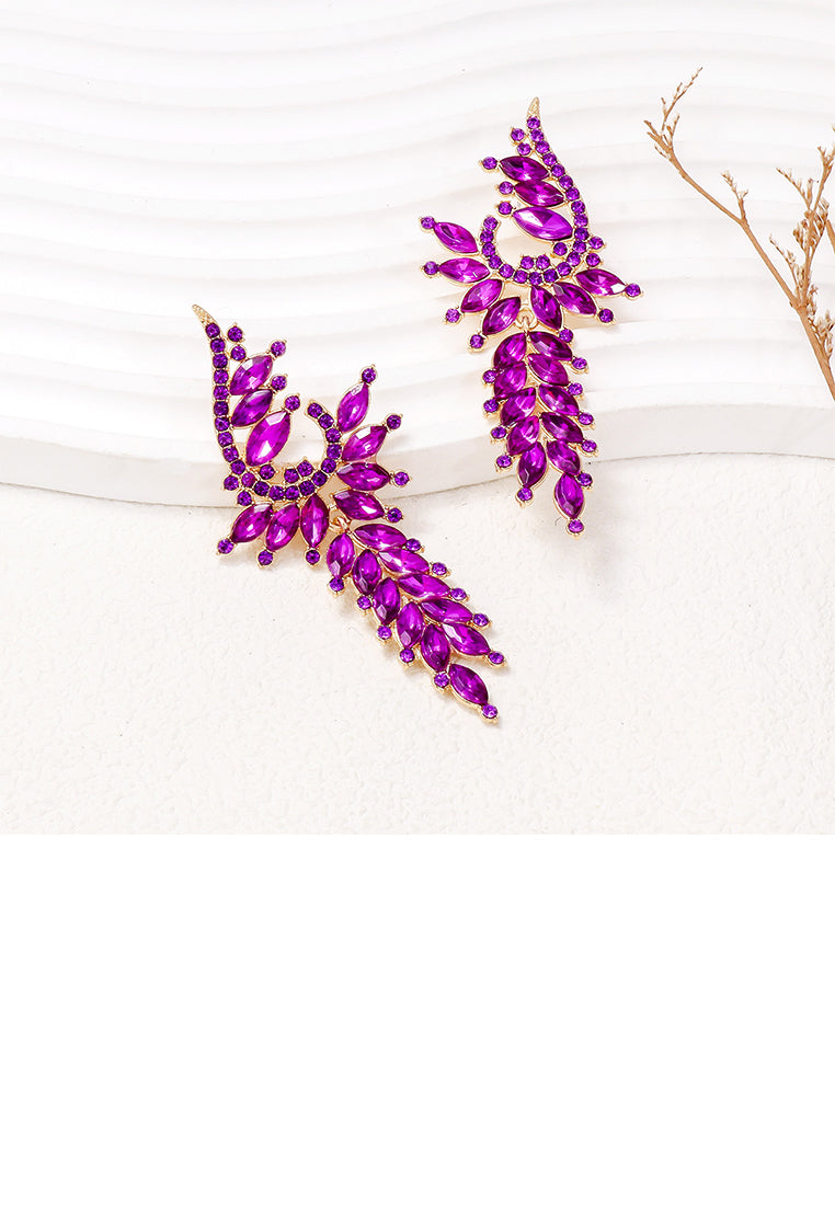 Fashion Elegant Plated Gold Geometric Tassel Earrings with Purple Cubic Zirconia - Luxurious Look