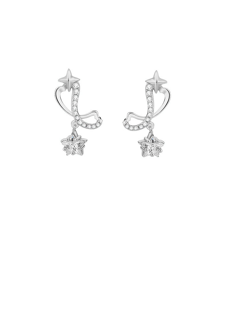925 Sterling Silver Fashion and Creative Möbius Star Stud Earrings with Cubic Zirconia - Luxurious Look
