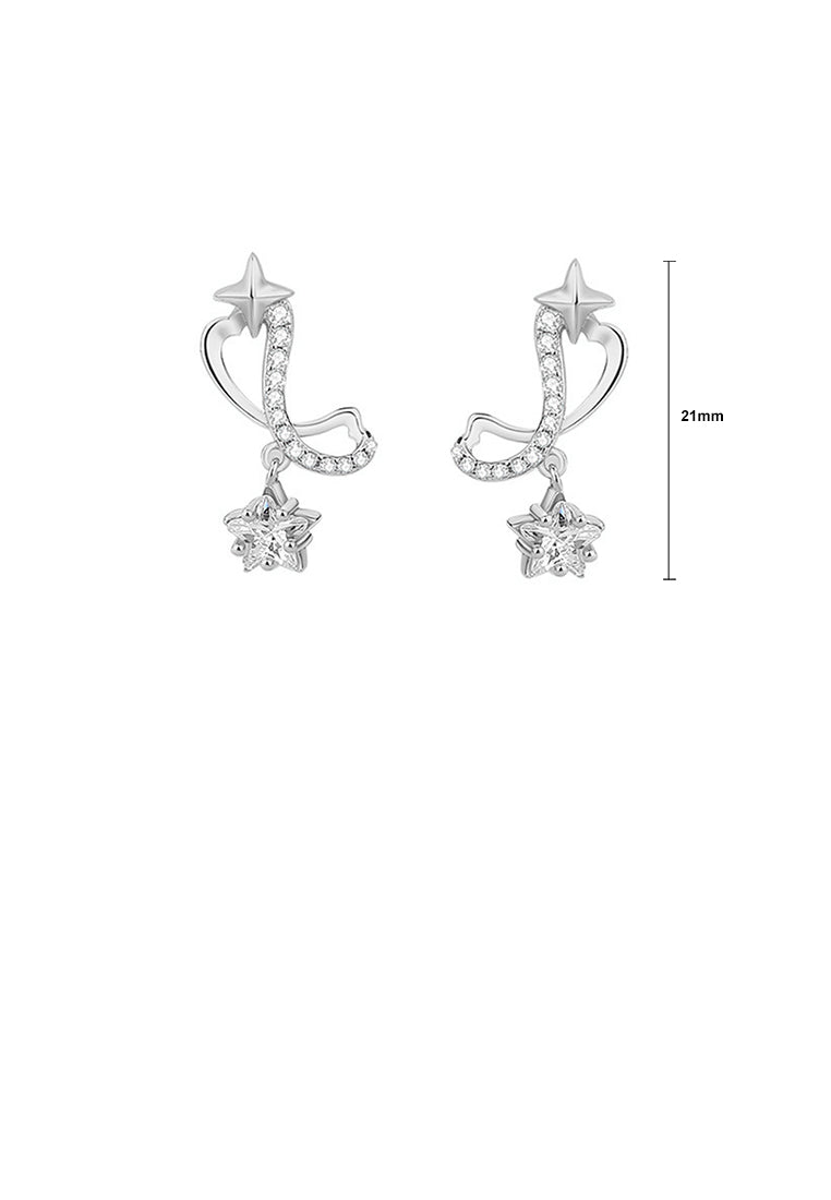 925 Sterling Silver Fashion and Creative Möbius Star Stud Earrings with Cubic Zirconia - Luxurious Look