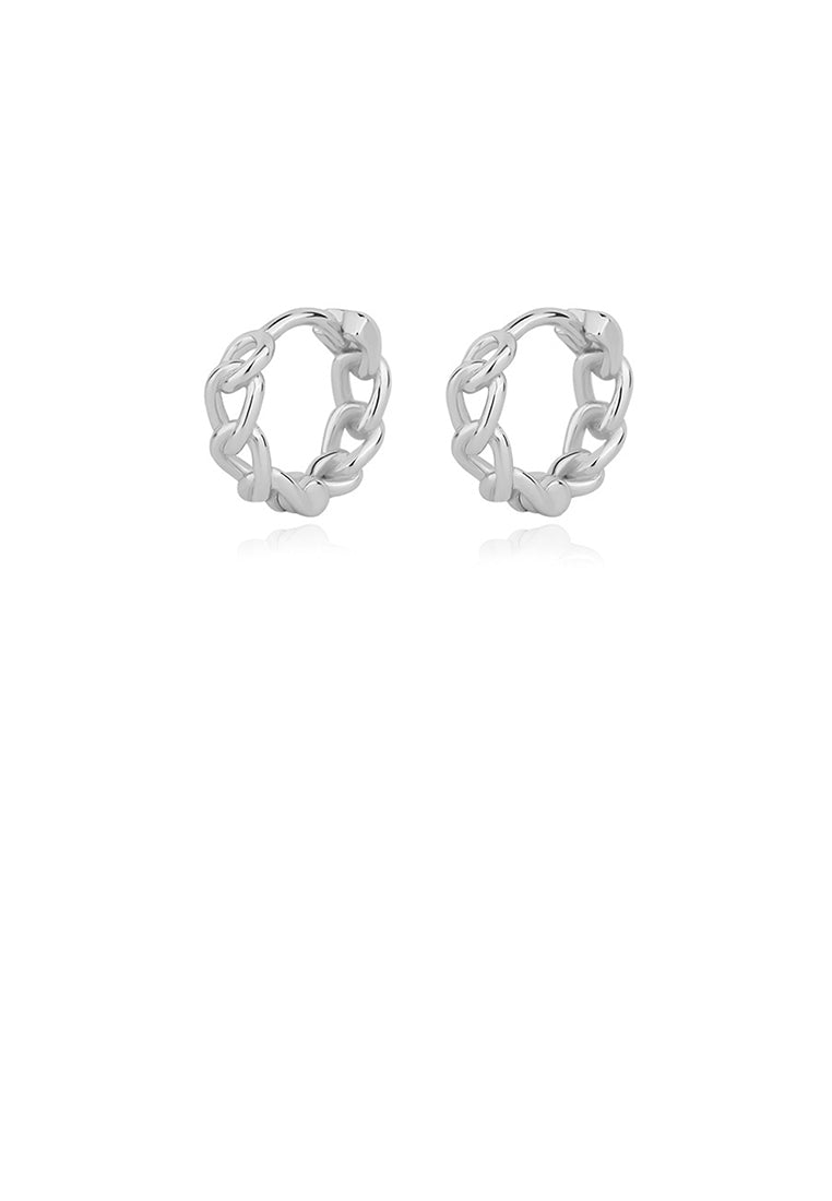 925 Sterling Silver Simple Personalized Chain Geometric Hoop Earrings