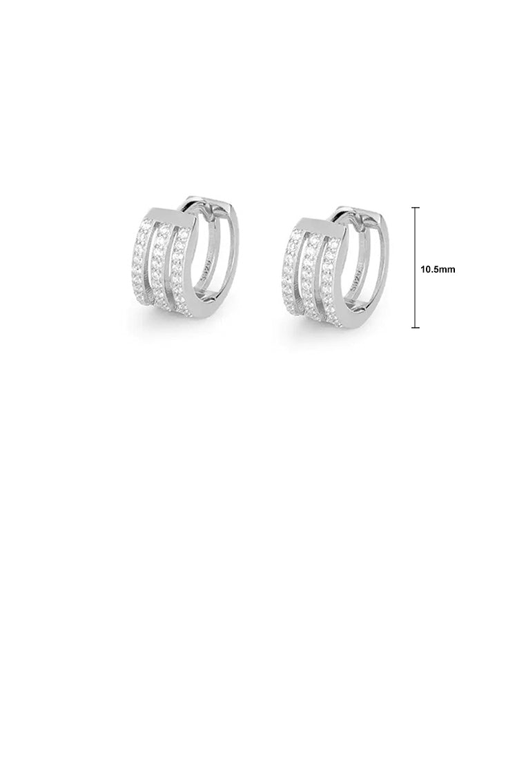 925 Sterling Silver Simple and Personalized Multi-layered Geometric Hoop Earrings with Cubic Zirconia - Luxurious Look