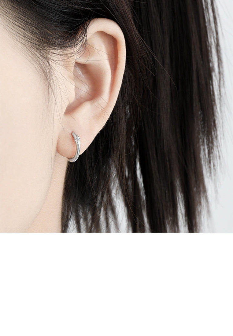 925 Sterling Silver Simple Fashion Temperament Star Geometric Hoop Earrings
