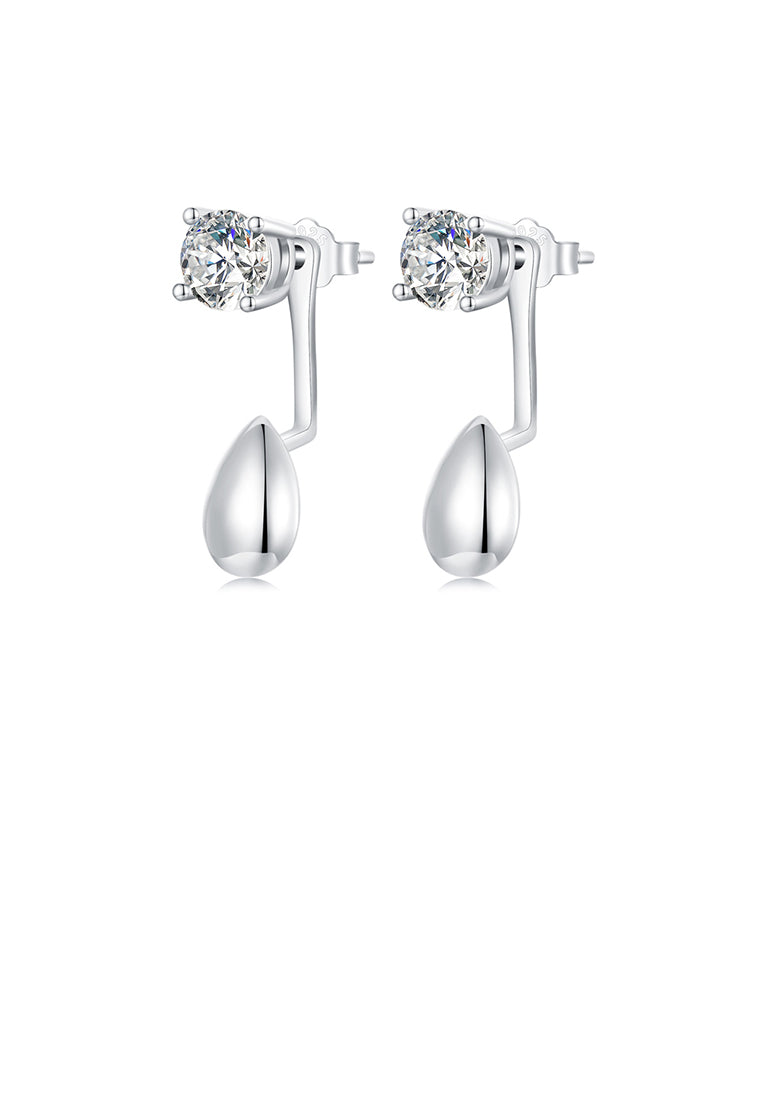 925 Sterling Silver Simple and Fashion Water Drop Shape Geometric Stud Earrings with Cubic Zirconia - Luxurious Look