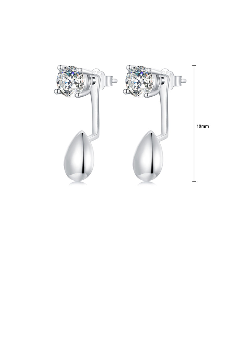 925 Sterling Silver Simple and Fashion Water Drop Shape Geometric Stud Earrings with Cubic Zirconia - Luxurious Look